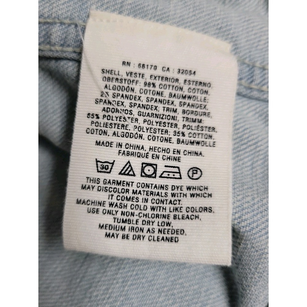 Anthropologie Pilcro The Letterpress Womens SZ M Denim Vest Crochet Lace Back - Picture 5 of 10